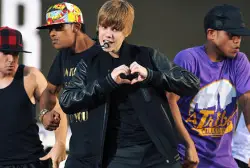 Justin Bieber practicing for his VMA performance.